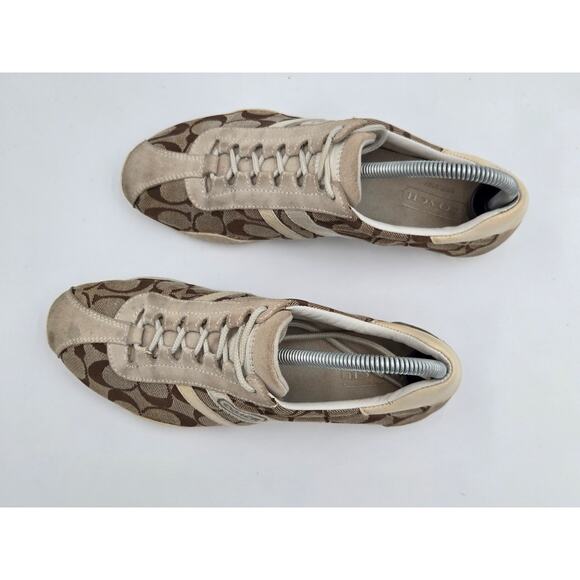 Coach Katelyn Monogram Brown Canvas Casual Lace Up Sneakers size 7.5 - Picture 2 of 8